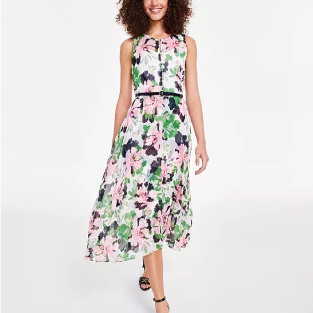Tommy Hilfiger Floral Belted Midi Dress